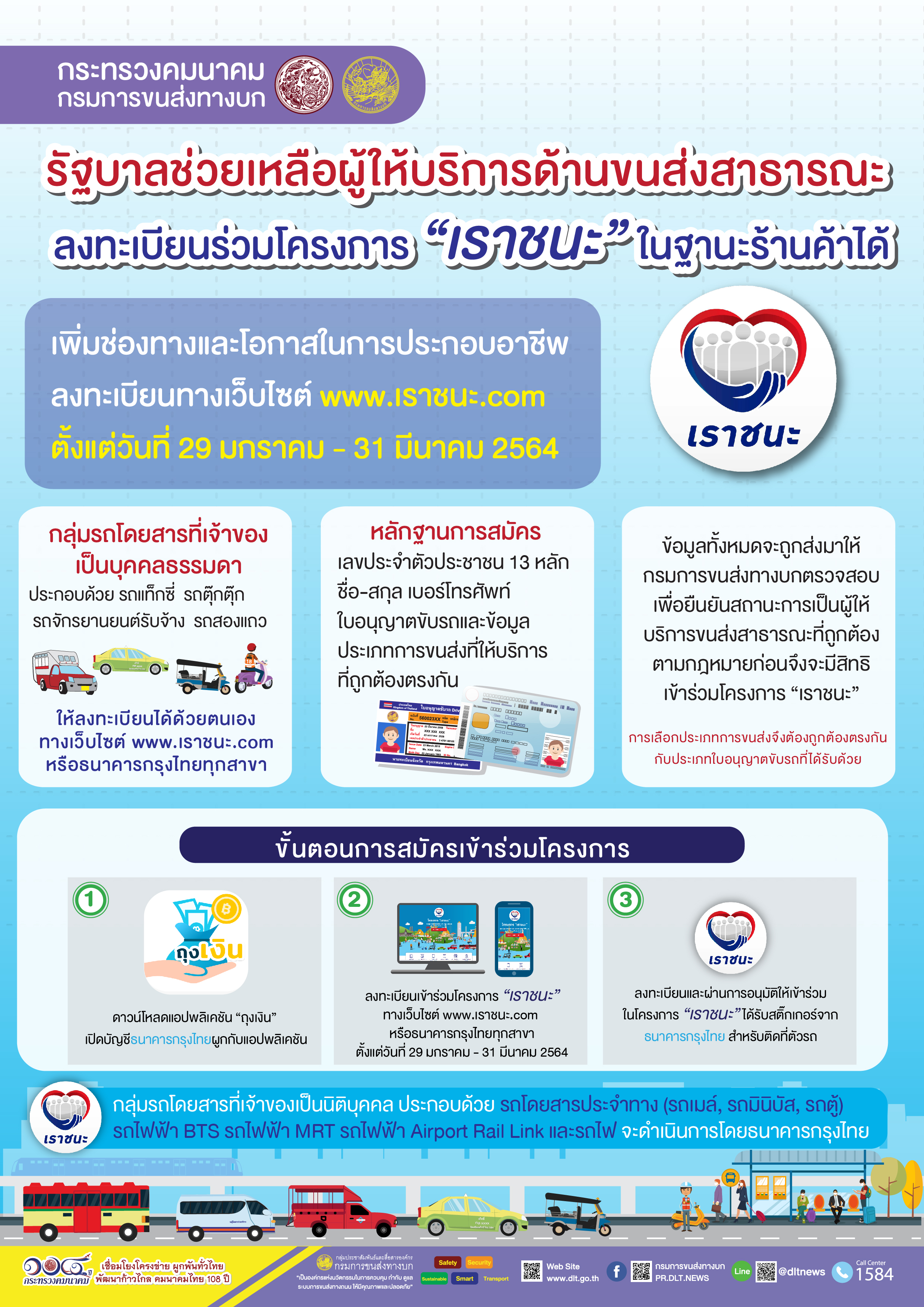 รัฐบาลช่วยเหลือขนส่งสาธารณะร่วมโครงการเราชนะ